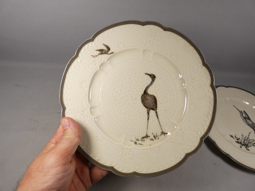 Haviland & Cie – Albert Dammouse – Plate With A Great Blue Heron, Japanese-style Relief Decoration, 1885-photo-3