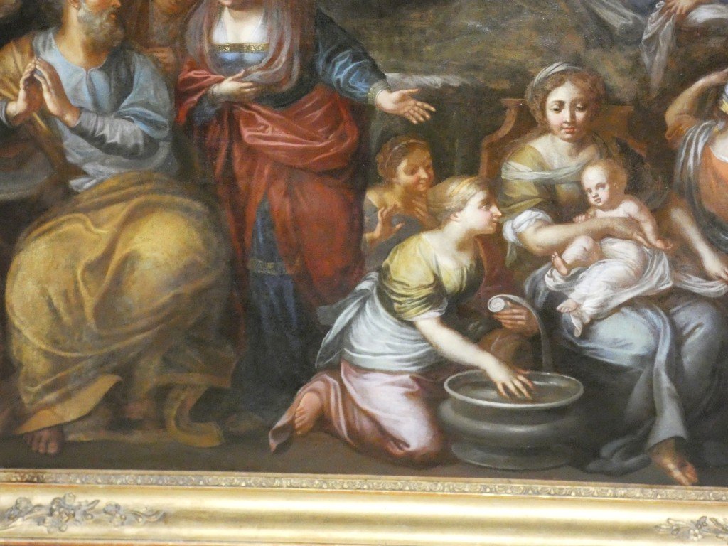 17th-century Italian School – The Nativity Of The Virgin – Large Oil On Canvas-photo-4