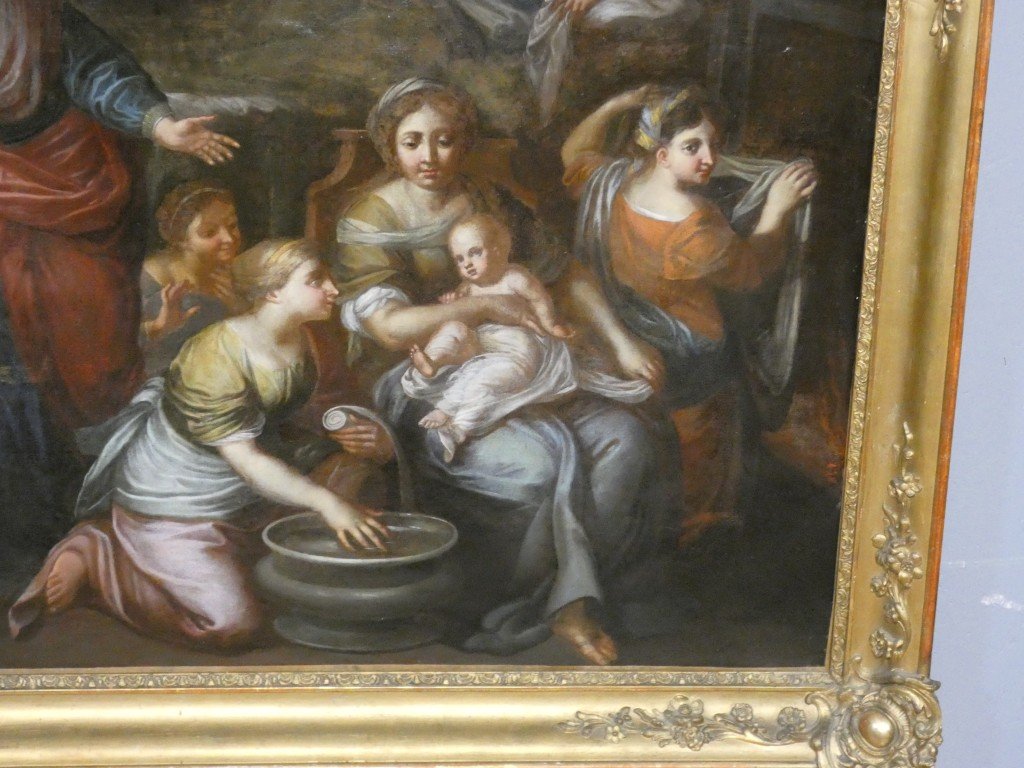 17th-century Italian School – The Nativity Of The Virgin – Large Oil On Canvas-photo-1