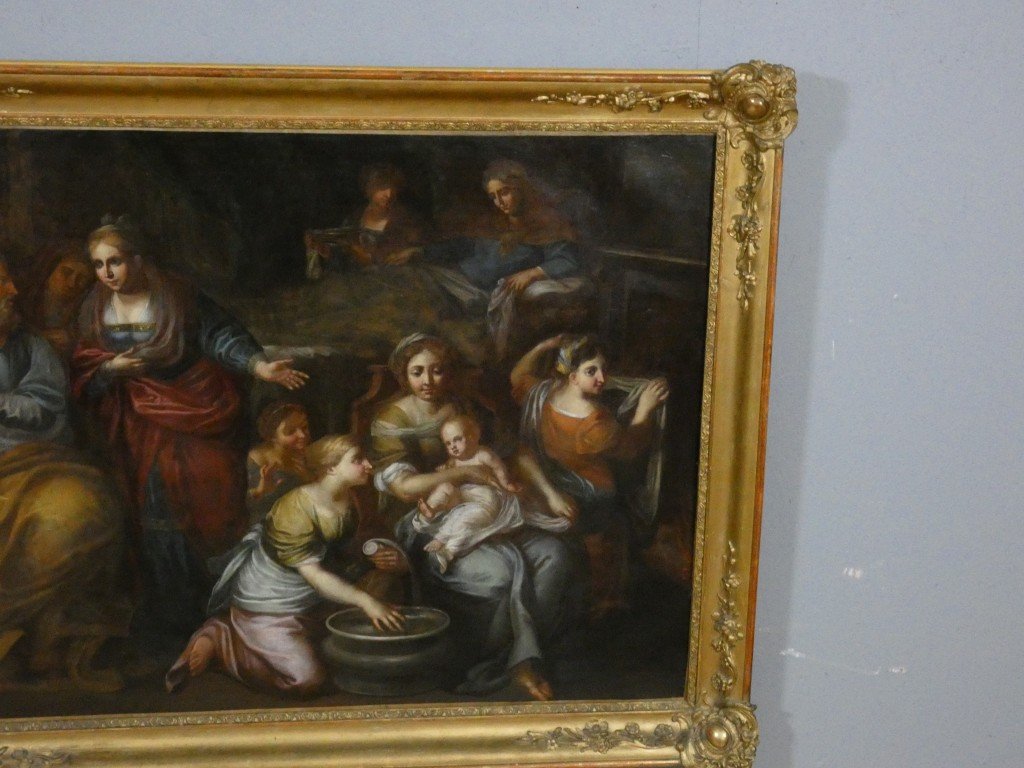 17th-century Italian School – The Nativity Of The Virgin – Large Oil On Canvas-photo-4