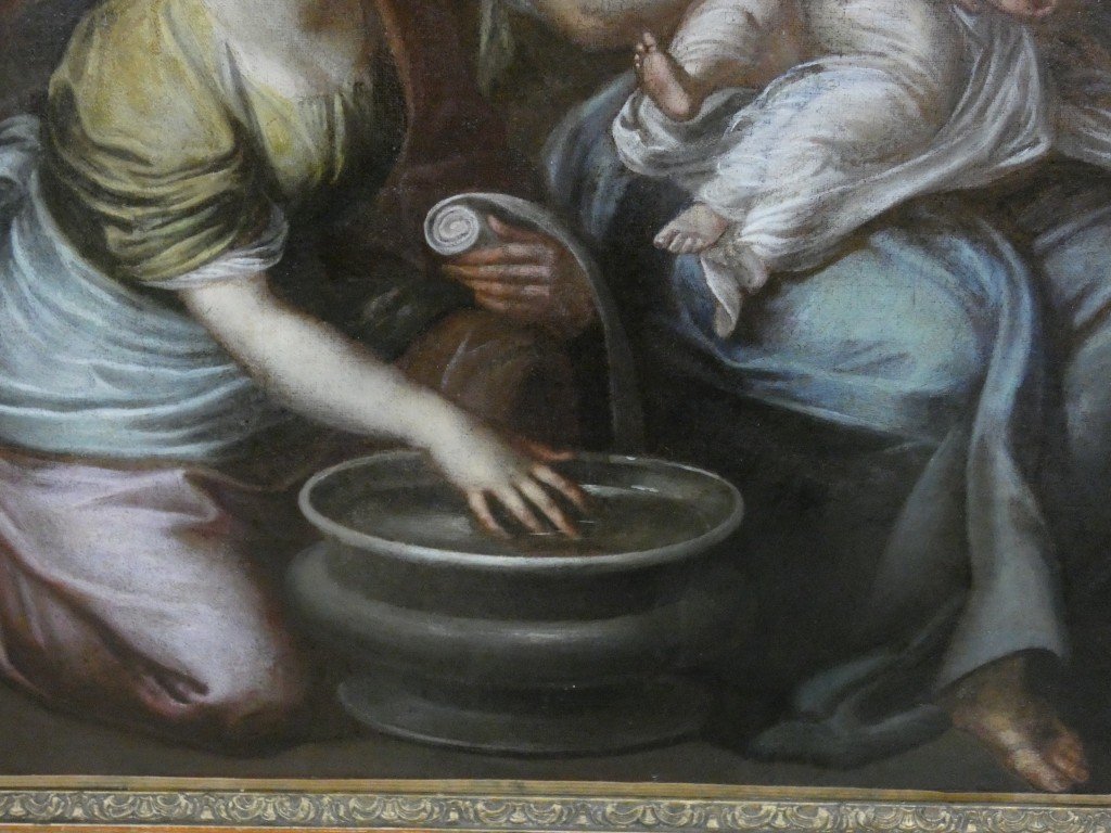 17th-century Italian School – The Nativity Of The Virgin – Large Oil On Canvas-photo-5