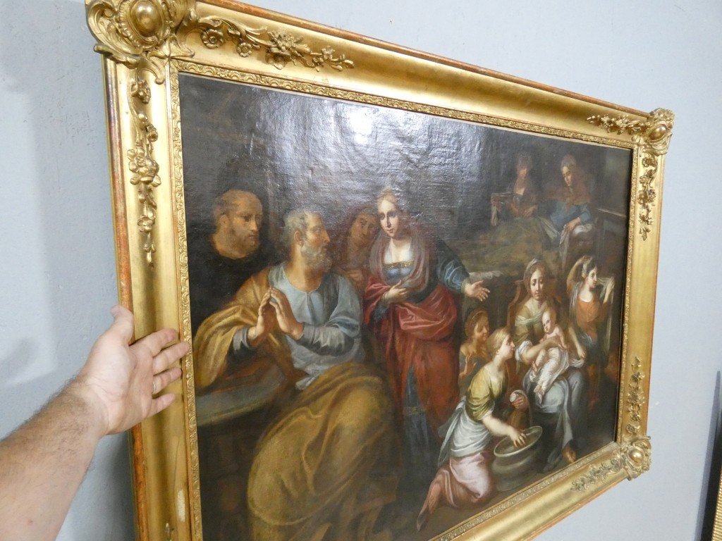 17th-century Italian School – The Nativity Of The Virgin – Large Oil On Canvas-photo-7