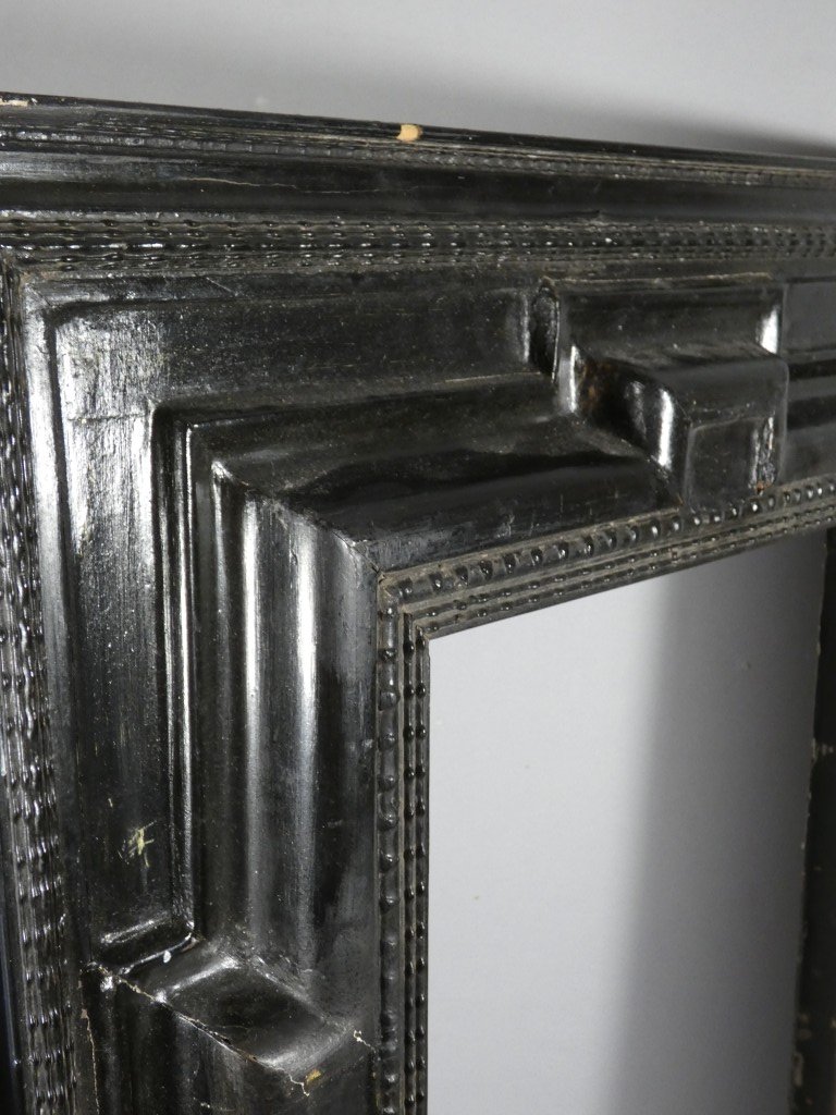 18th-century Blackened Wood Frame With An Inverted Profile – 69.5 × 57 Cm-photo-2