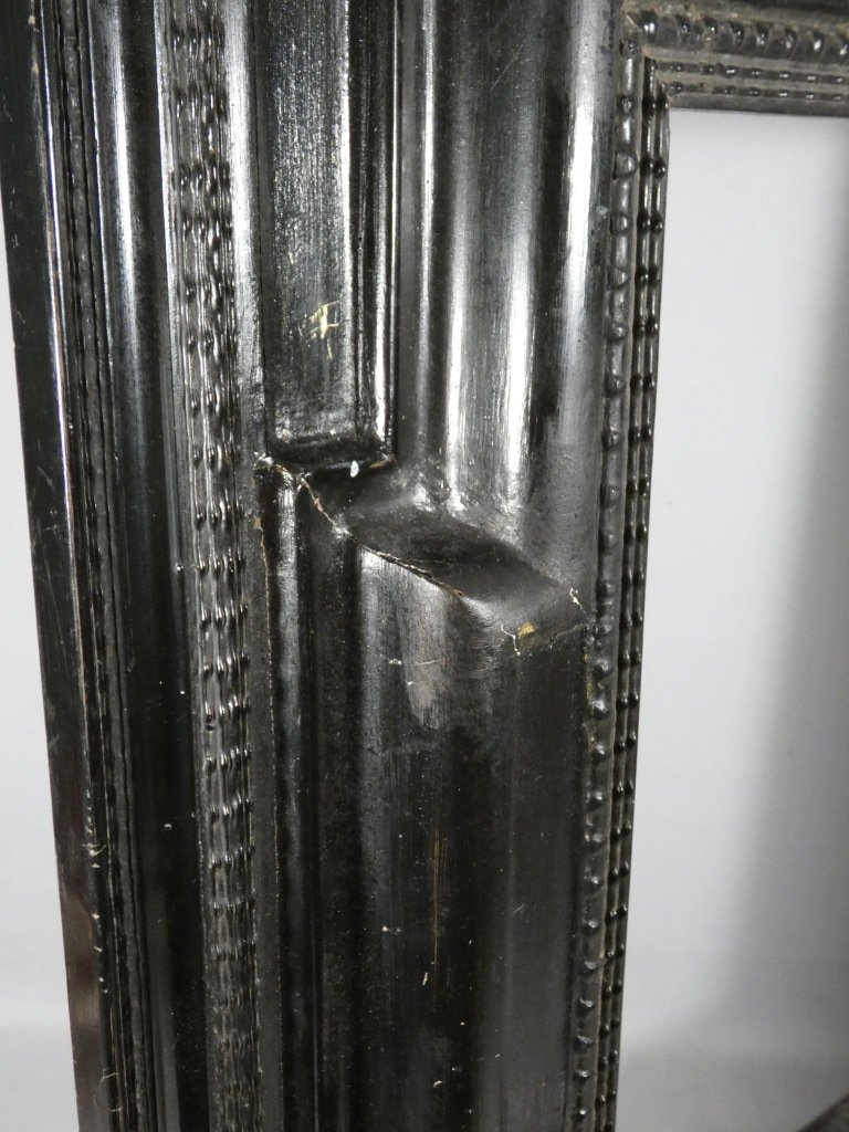 18th-century Blackened Wood Frame With An Inverted Profile – 69.5 × 57 Cm-photo-3