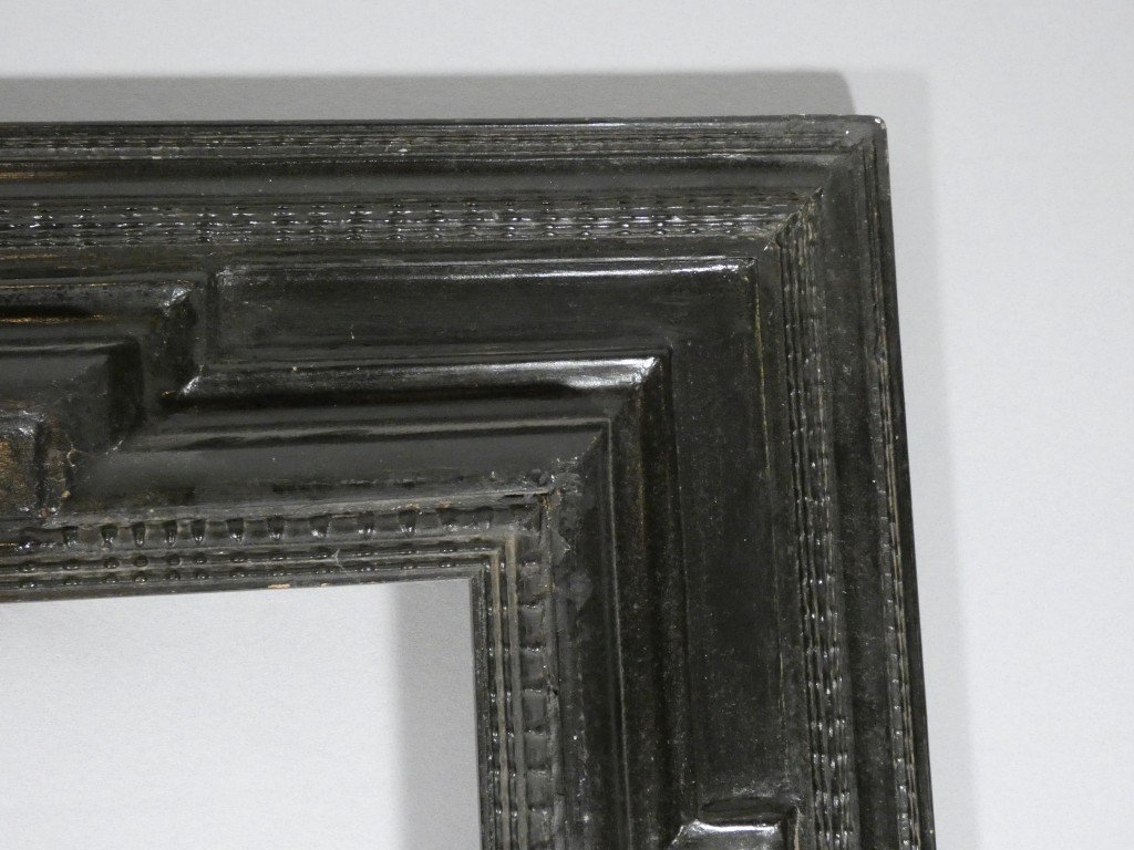 18th-century Blackened Wood Frame With An Inverted Profile – 69.5 × 57 Cm-photo-3
