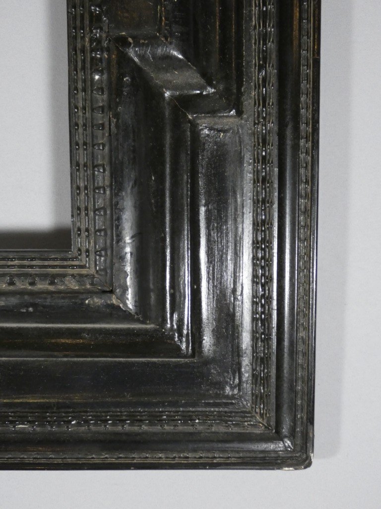 18th-century Blackened Wood Frame With An Inverted Profile – 69.5 × 57 Cm-photo-5