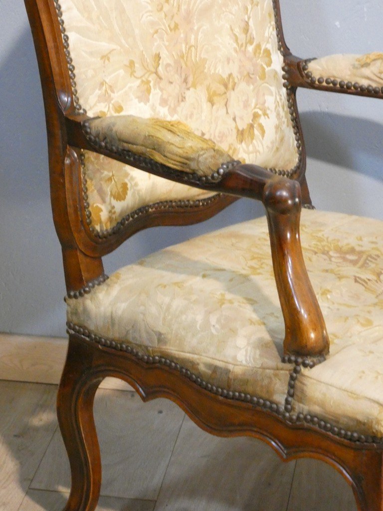 Pair Of Provençal Louis XV Armchairs In Walnut With Openwork Crossbars – 18th Century-photo-2