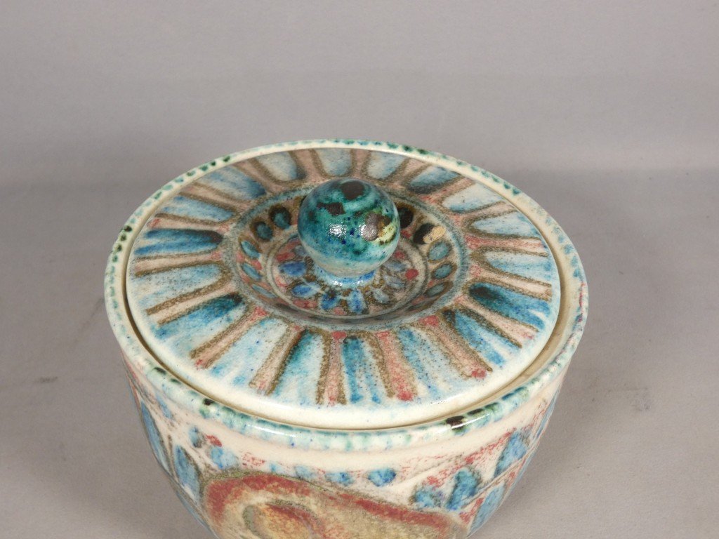 Villeroy & Boch Mettlach – Lidded Jar With Elephants, Attributed To Maria Kohler, Circa 1950-photo-2