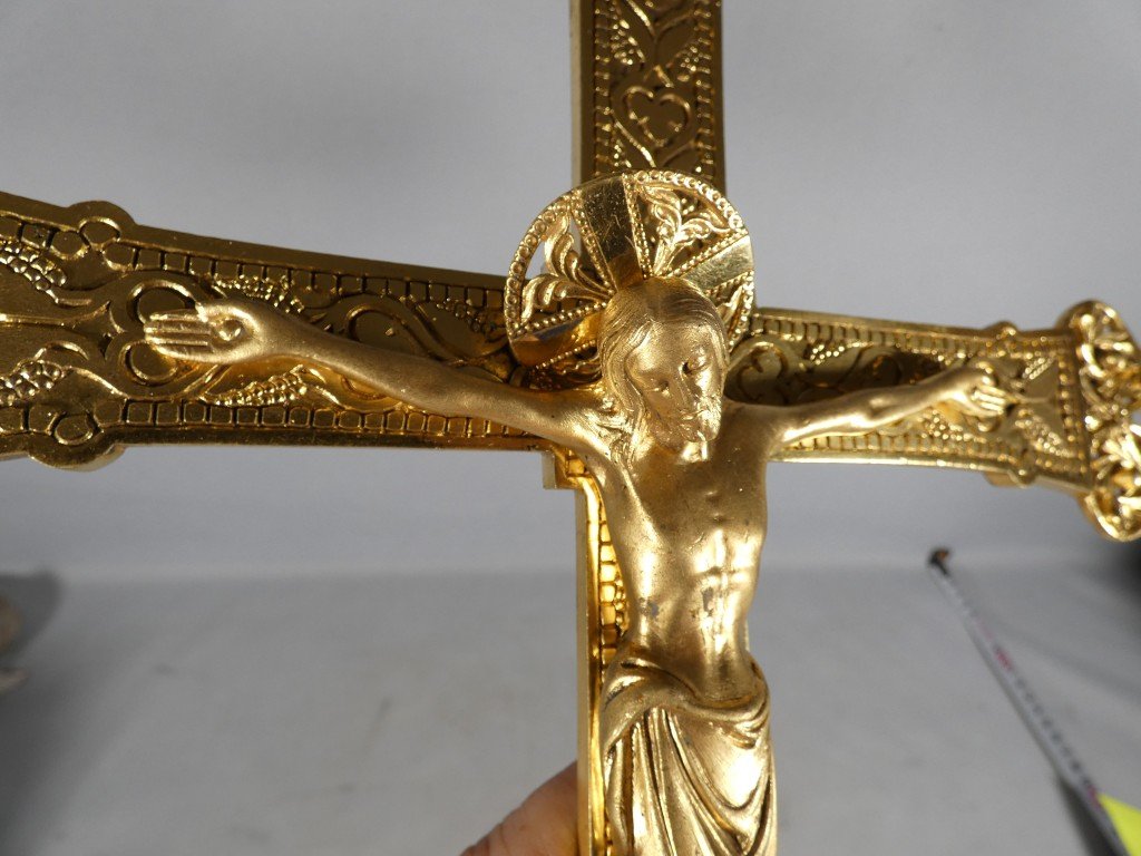 Gilded Bronze Processional Cross, Maison Viau In Limoges—late 19th Century-photo-3