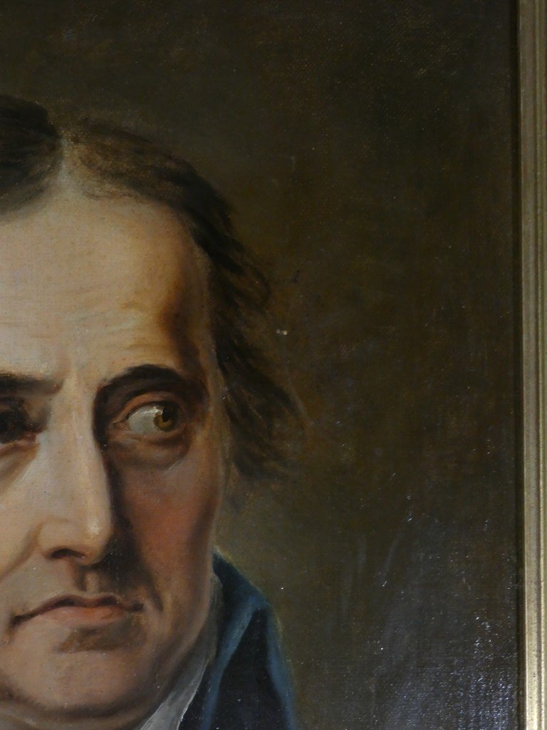 École européenne de la fin du XVIIIe siècle, vers 1800 – Portrait d’homme en habit bleu-photo-4