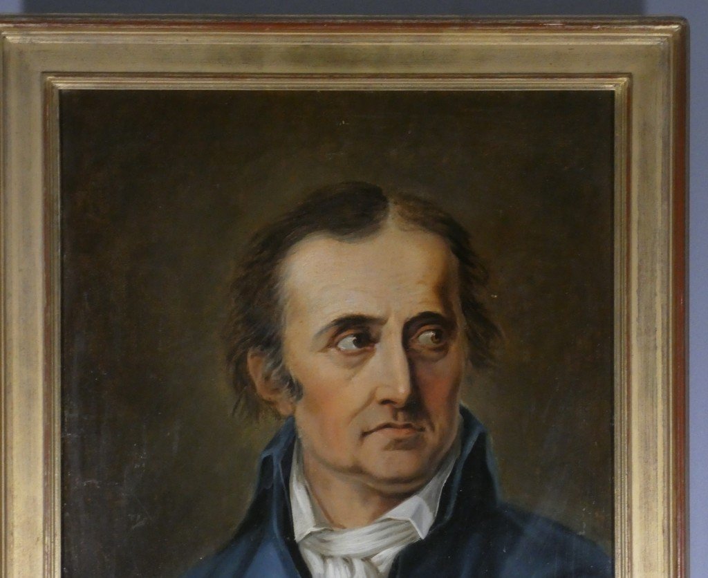École européenne de la fin du XVIIIe siècle, vers 1800 – Portrait d’homme en habit bleu-photo-3