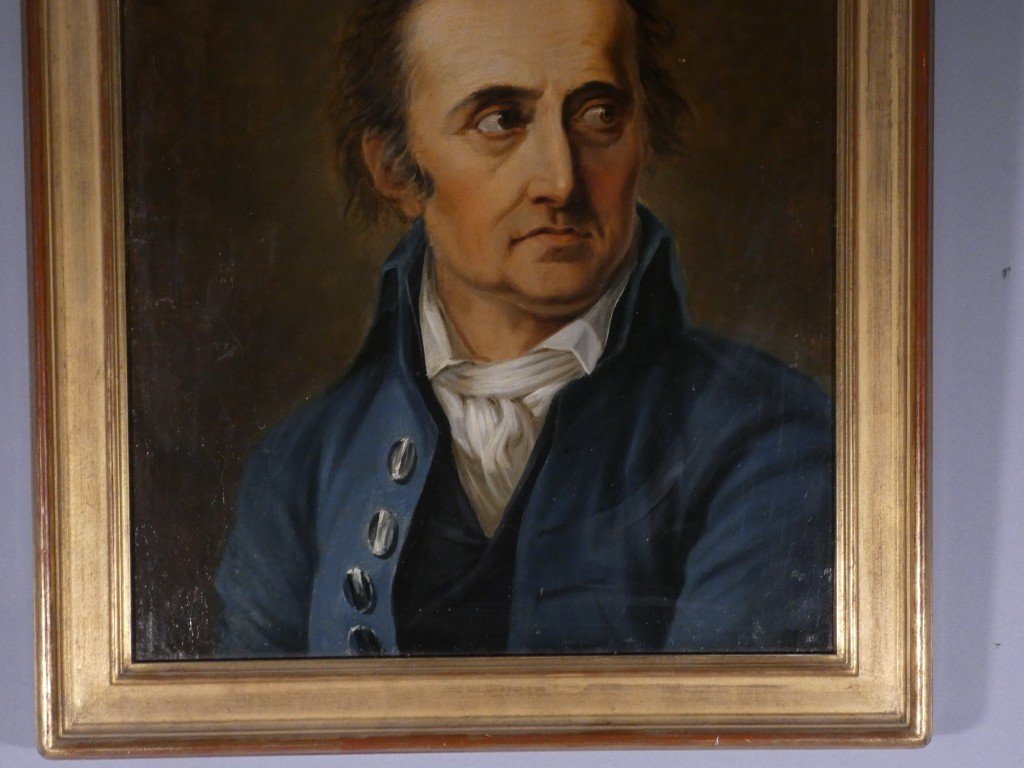 École européenne de la fin du XVIIIe siècle, vers 1800 – Portrait d’homme en habit bleu-photo-4