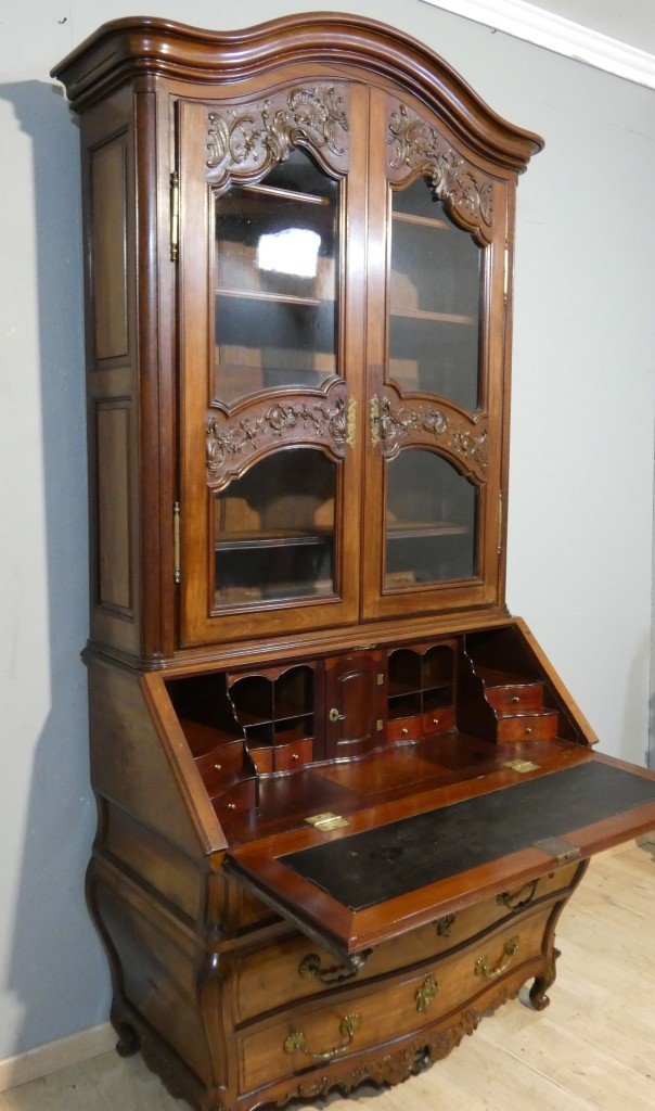 Important scriban-bibliothèque bordelais en acajou massif – Époque Louis XV, XVIIIe siècle-photo-2
