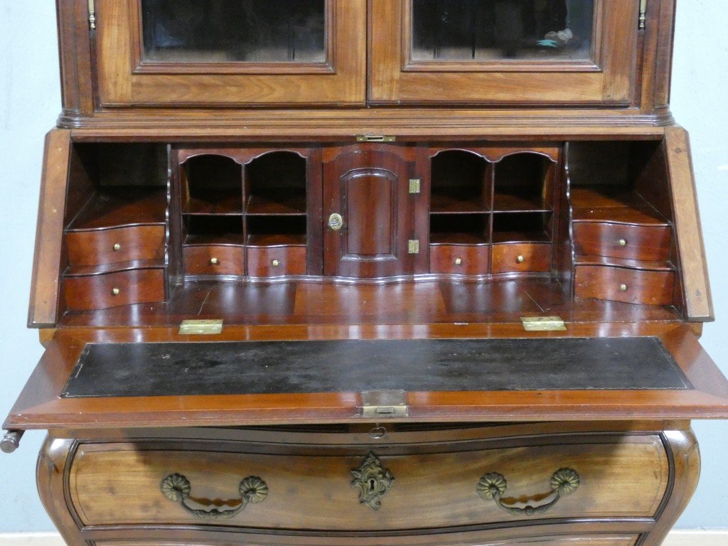 Important scriban-bibliothèque bordelais en acajou massif – Époque Louis XV, XVIIIe siècle-photo-1