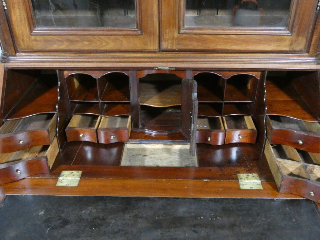 Important scriban-bibliothèque bordelais en acajou massif – Époque Louis XV, XVIIIe siècle-photo-2