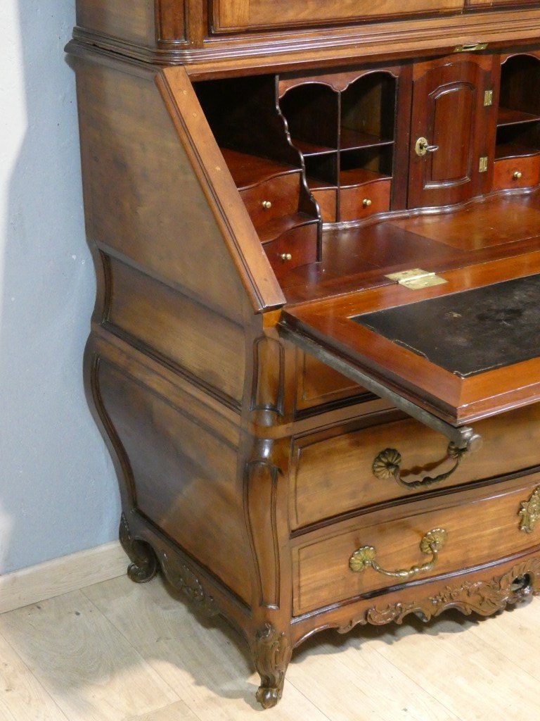 Important scriban-bibliothèque bordelais en acajou massif – Époque Louis XV, XVIIIe siècle-photo-3