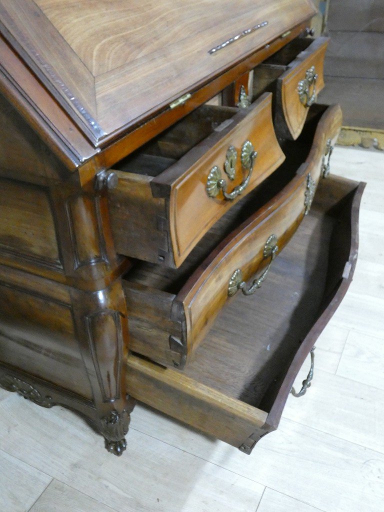 Important scriban-bibliothèque bordelais en acajou massif – Époque Louis XV, XVIIIe siècle-photo-7