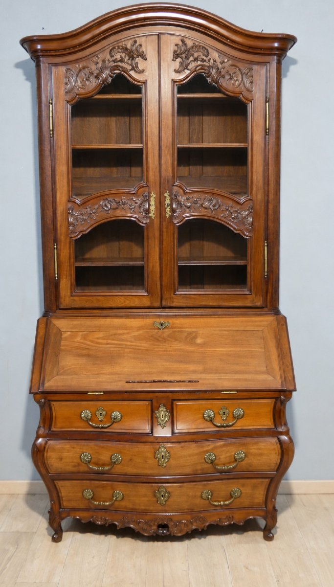 Important scriban-bibliothèque bordelais en acajou massif – Époque Louis XV, XVIIIe siècle