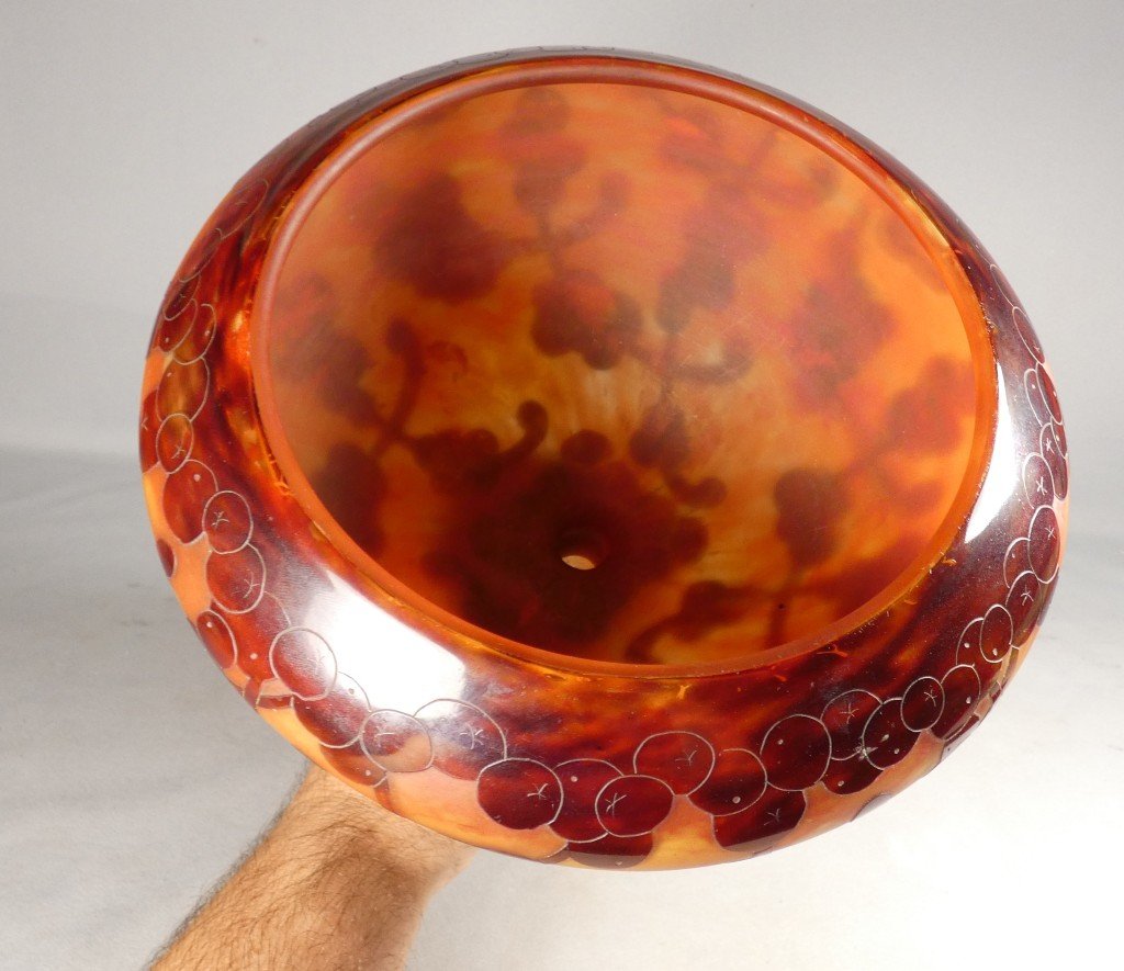 Le Verre Français – Coupe sur piédouche décor « Perlières » – Charles Schneider, vers 1924-1927-photo-4