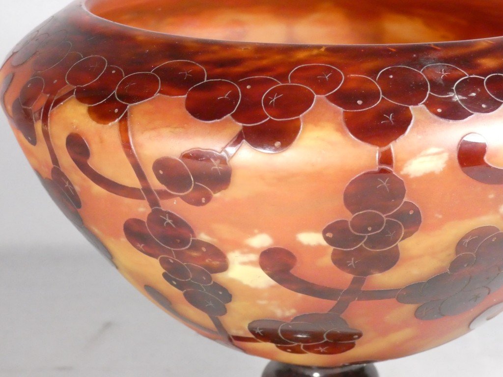 Le Verre Français – Coupe sur piédouche décor « Perlières » – Charles Schneider, vers 1924-1927-photo-5