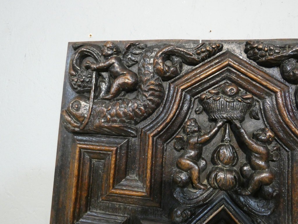 Paire de panneaux Renaissance en chêne sculpté – Scènes de Charité – Flandres, vers 1600-photo-8