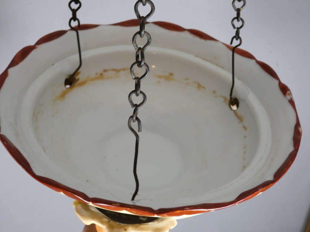 Rare Hanging Porcelain Planter With A Naturalistic Design Featuring Birds, Butterflies, And Insects – -photo-6