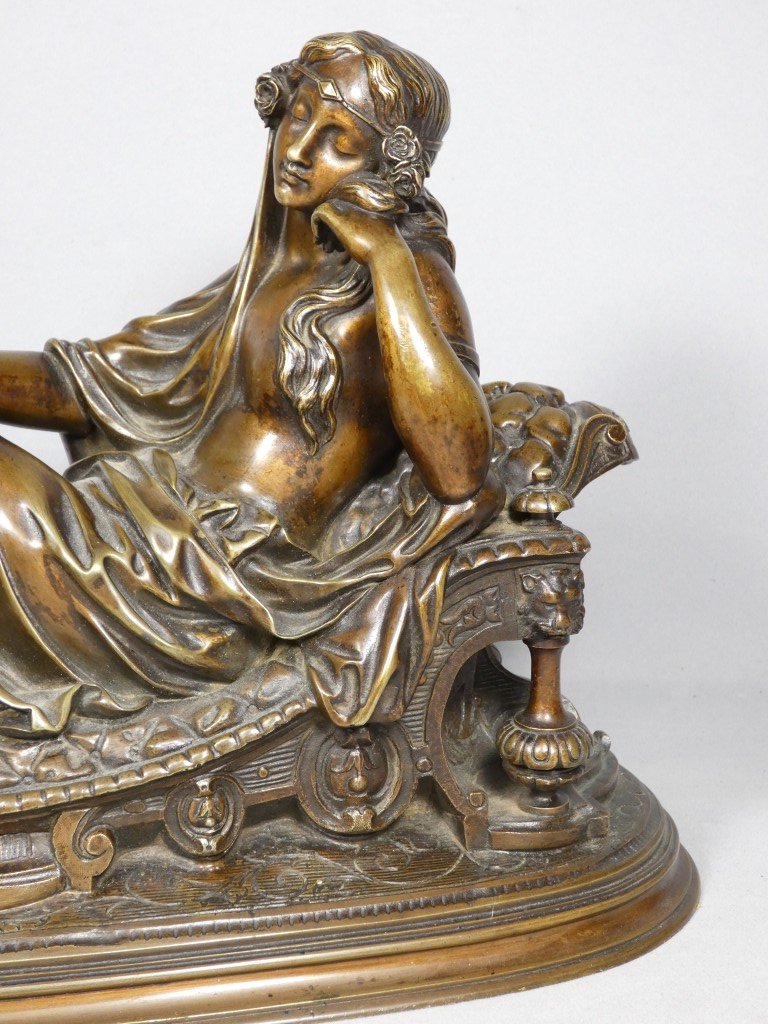 Allegory Of Night With An Owl – Bronze With A Brown Patina, Napoleon III Period, 19th Century-photo-2