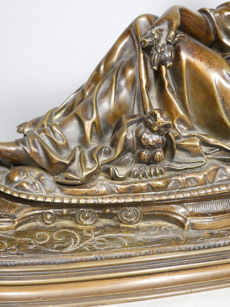Allegory Of Night With An Owl – Bronze With A Brown Patina, Napoleon III Period, 19th Century-photo-3