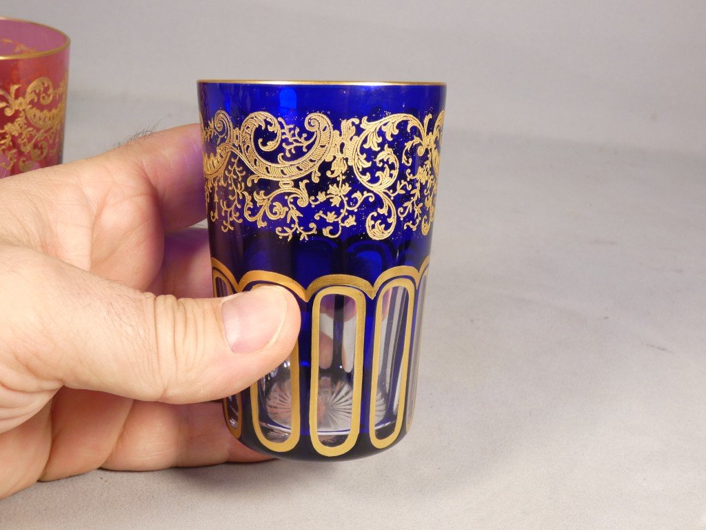 Saint Louis Rabat, 3 Double-layered Gold-plated Crystal Tea Cups-photo-3