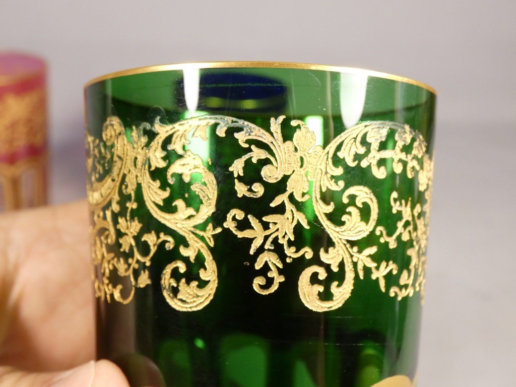 Saint Louis Rabat, 3 Double-layered Gold-plated Crystal Tea Cups-photo-2