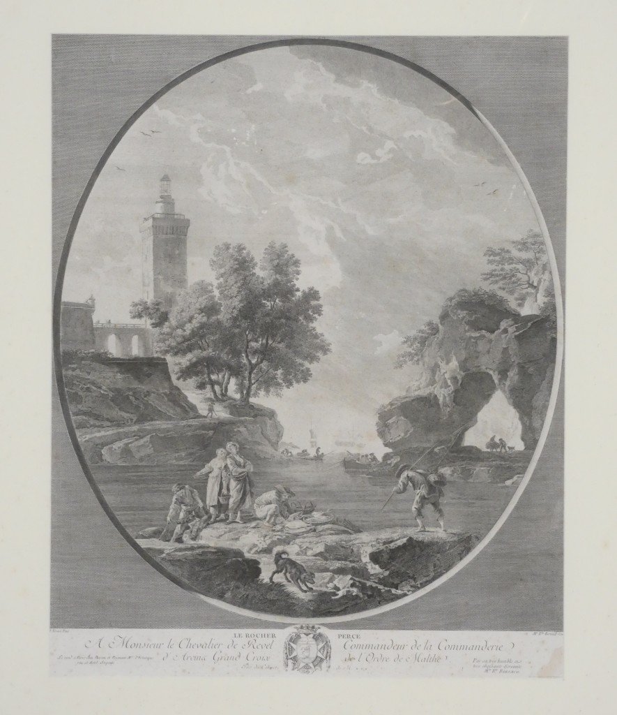 Le Rocher percé – Gravure d'après Joseph Vernet par Marie-Rosalie Bertaud – XVIIIe siècle-photo-2
