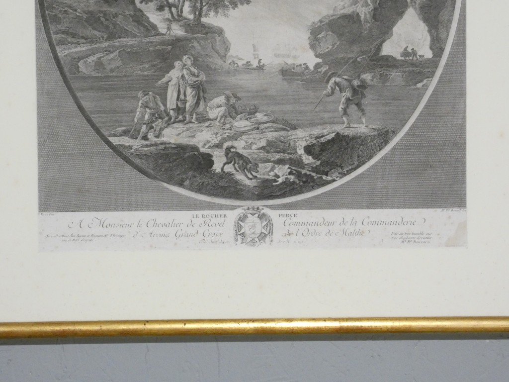 Le Rocher percé – Gravure d'après Joseph Vernet par Marie-Rosalie Bertaud – XVIIIe siècle-photo-3