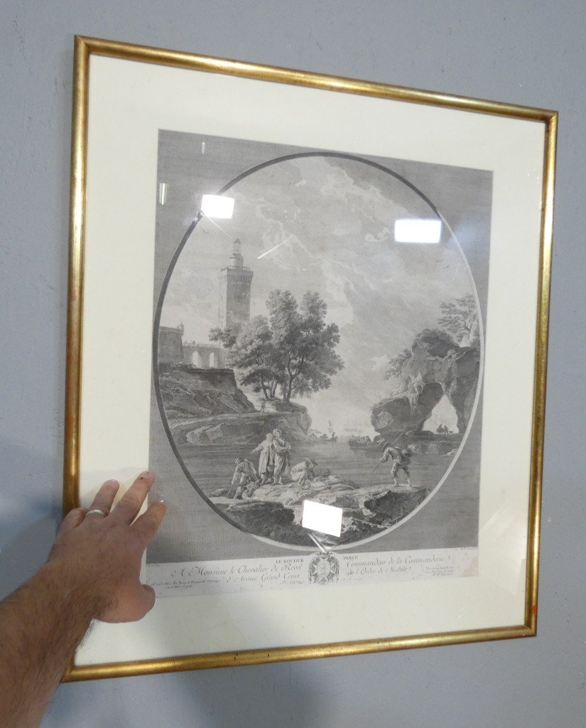 Le Rocher percé – Gravure d'après Joseph Vernet par Marie-Rosalie Bertaud – XVIIIe siècle-photo-4