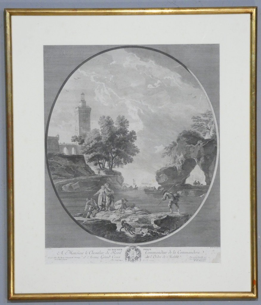 Le Rocher percé – Gravure d'après Joseph Vernet par Marie-Rosalie Bertaud – XVIIIe siècle