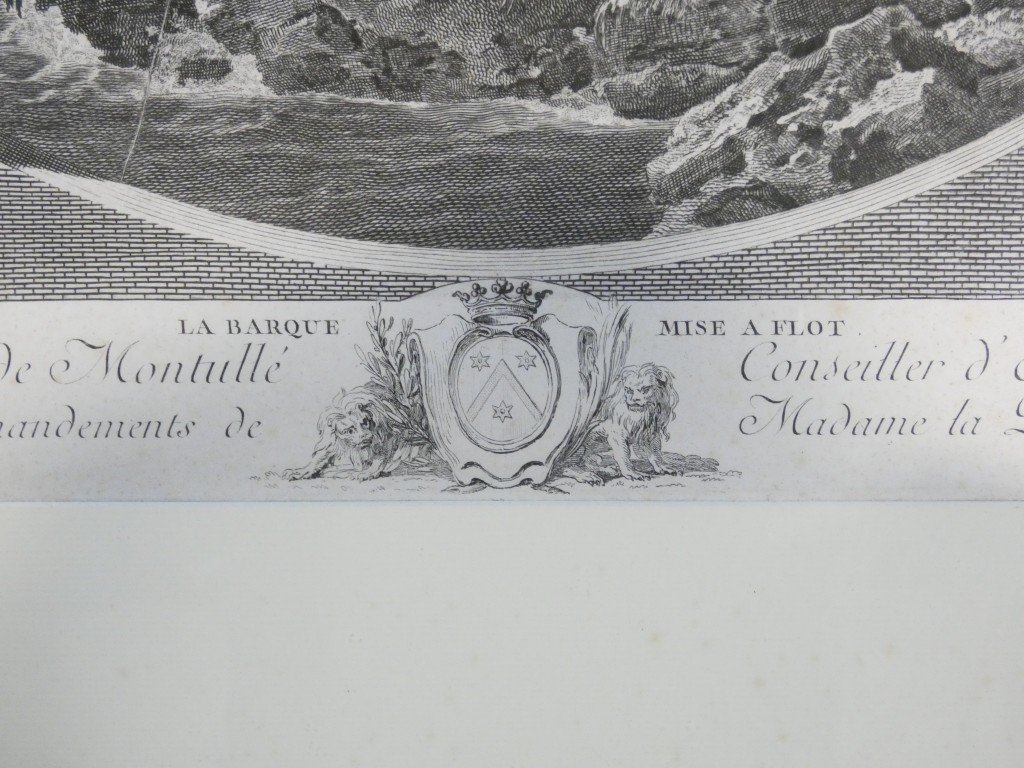 The Boat Being Launched – Engraving After A Painting By Joseph Vernet, By Marie-rosalie Bertaud – 18th Century-photo-4