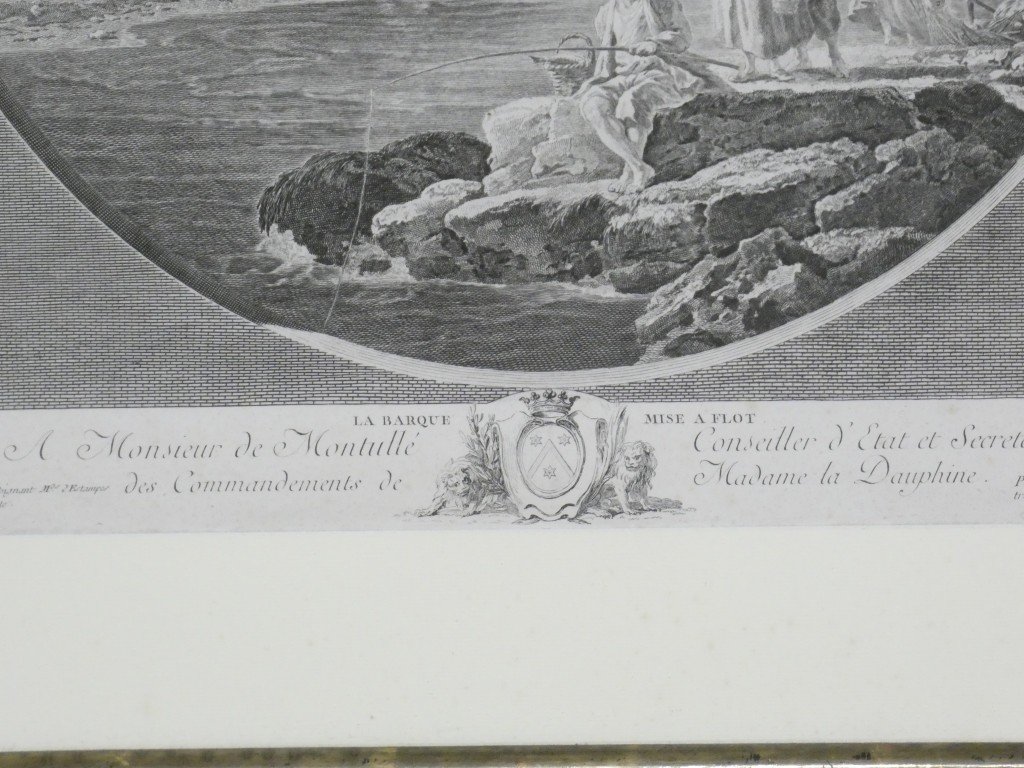 The Boat Being Launched – Engraving After A Painting By Joseph Vernet, By Marie-rosalie Bertaud – 18th Century-photo-4
