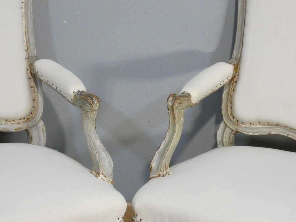 Sene Le Pere – Circa 1745 – Pair Of Louis XV-era Queen-style Armchairs, Stamped “18th Century”-photo-4