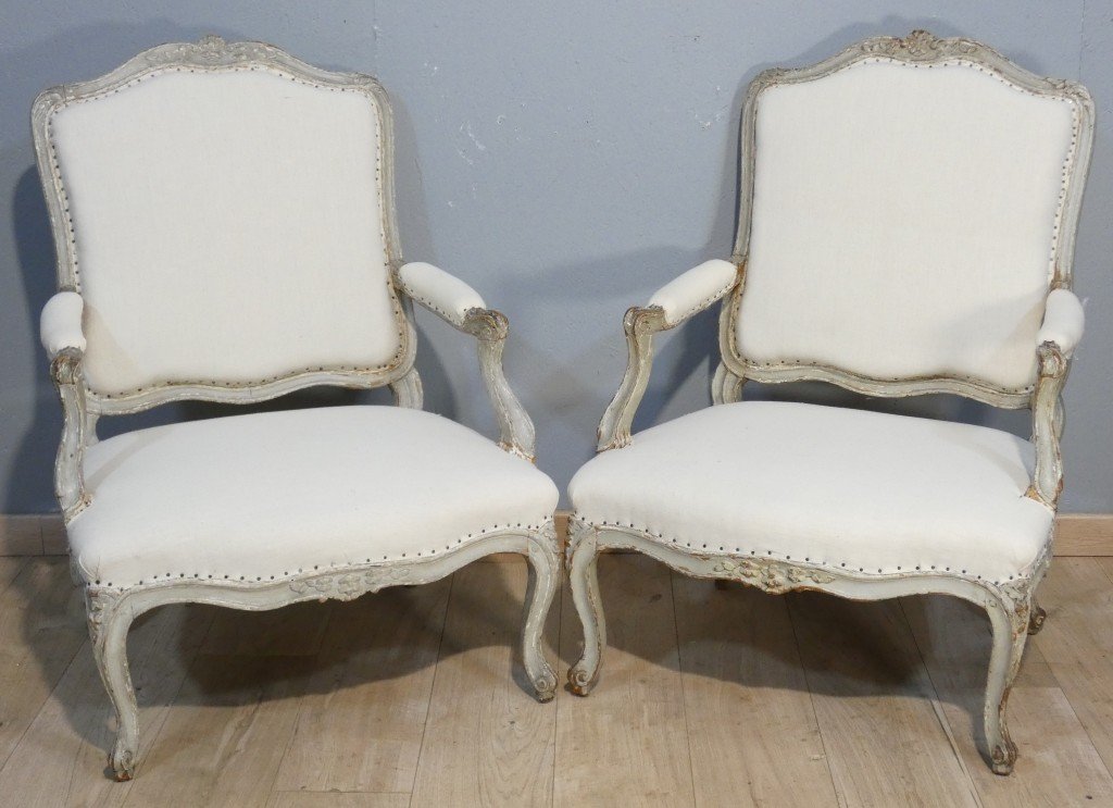 Sene Le Pere – Circa 1745 – Pair Of Louis XV-era Queen-style Armchairs, Stamped “18th Century”