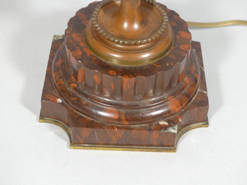 Importante lampe candélabre en bronze patiné à cinq bras de lumière – Époque Napoléon III, XIXe-photo-6