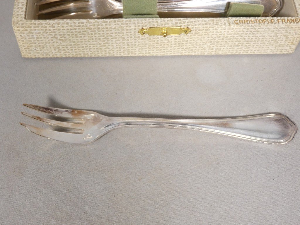 Christofle Spatours - 12 Silver-plated Cake Forks-photo-2