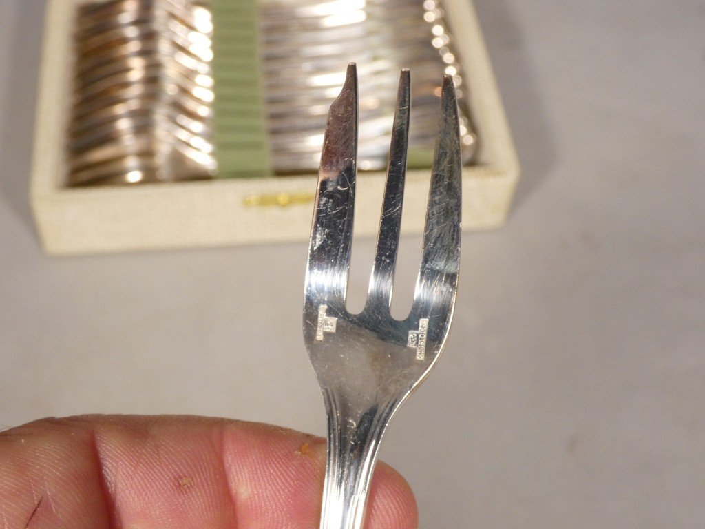 Christofle Spatours - 12 Silver-plated Cake Forks-photo-3