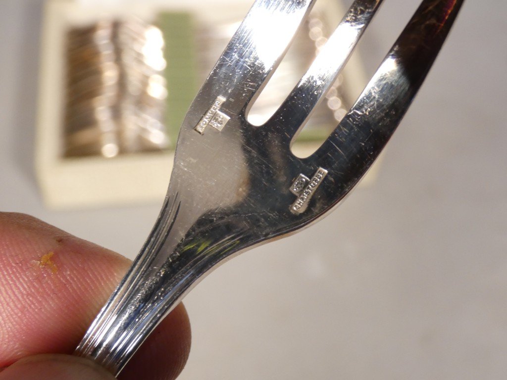 Christofle Spatours - 12 Silver-plated Cake Forks-photo-4