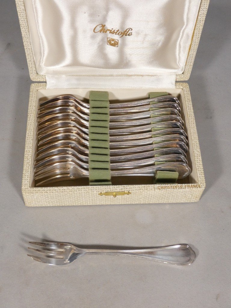 Christofle Spatours - 12 Silver-plated Cake Forks