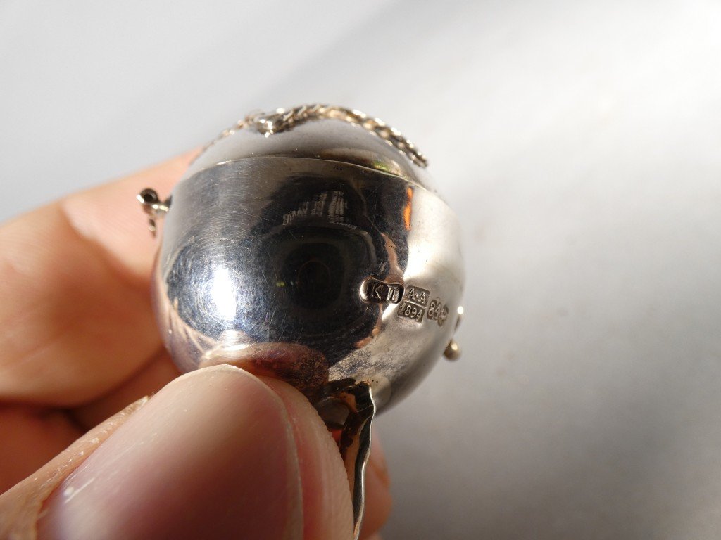 Boîte à aromates de Havdalah en argent russe 84 zolotniks – Moscou 1894 – Judaïca-photo-5