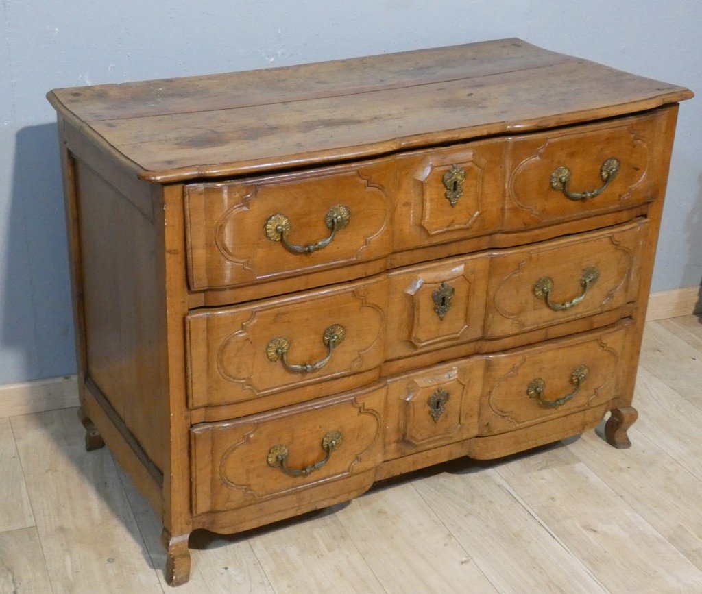 Commode arbalète en merisier d’époque Louis XV – XVIIIe siècle-photo-2