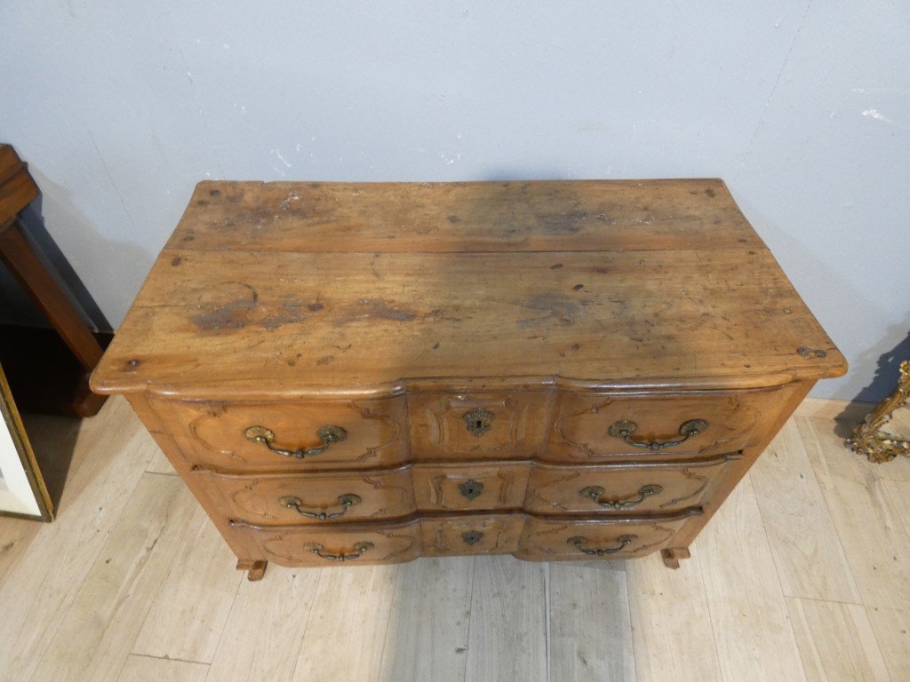 Commode arbalète en merisier d’époque Louis XV – XVIIIe siècle-photo-3