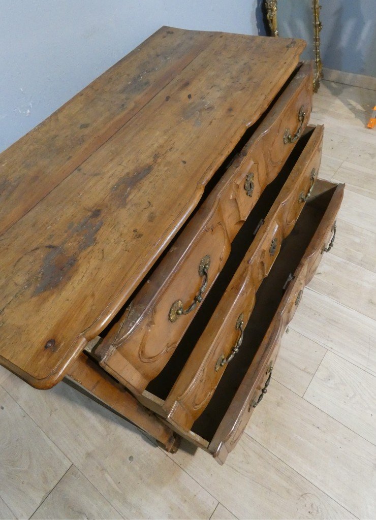 Commode arbalète en merisier d’époque Louis XV – XVIIIe siècle-photo-1