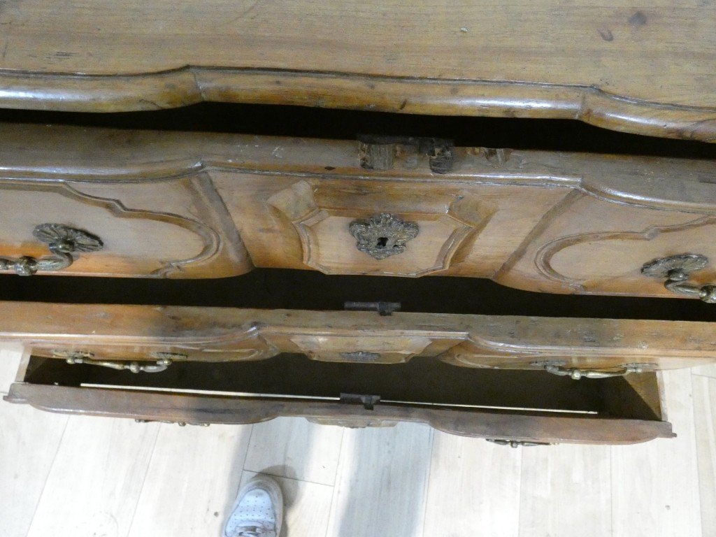 Commode arbalète en merisier d’époque Louis XV – XVIIIe siècle-photo-5