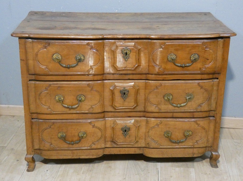 Commode arbalète en merisier d’époque Louis XV – XVIIIe siècle