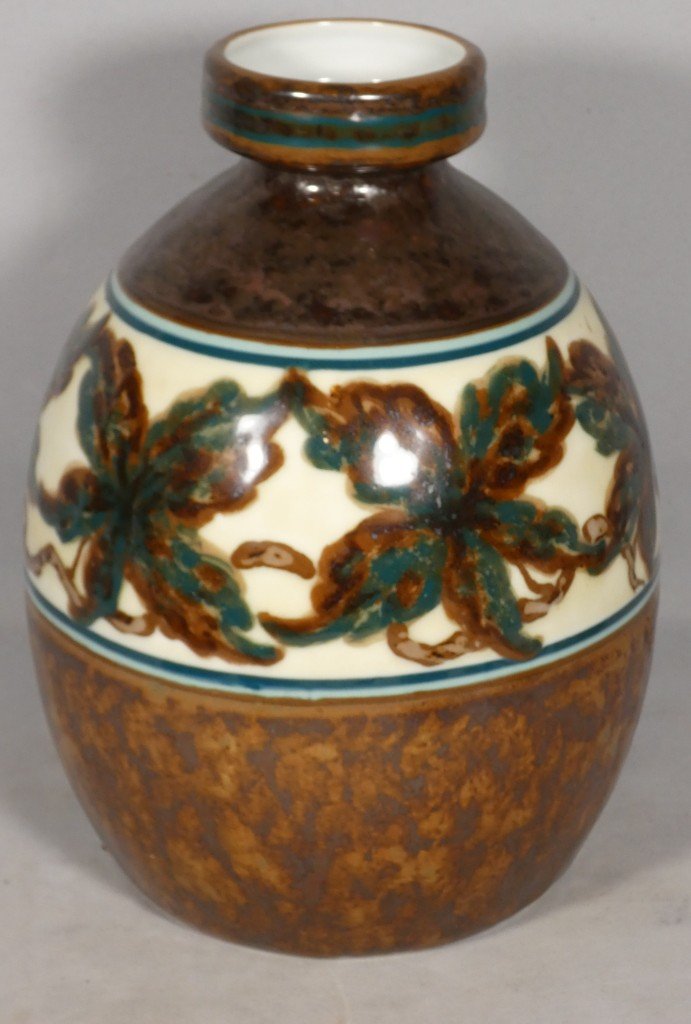 Camille Tharaud Limoges, vase aux feuilles de marronnier style Art Déco vers 1940-photo-2